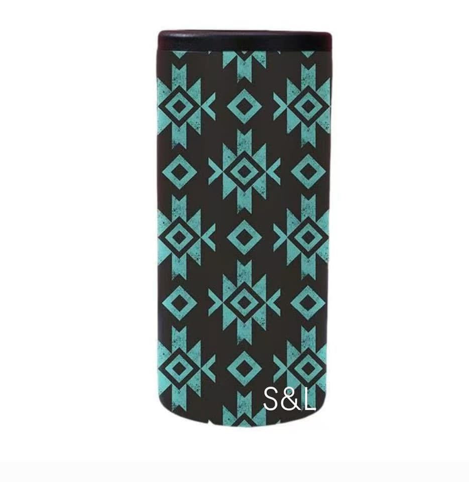 Teal Aztec SLIM Koozie