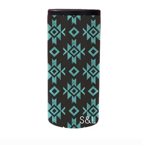 Teal Aztec SLIM Koozie