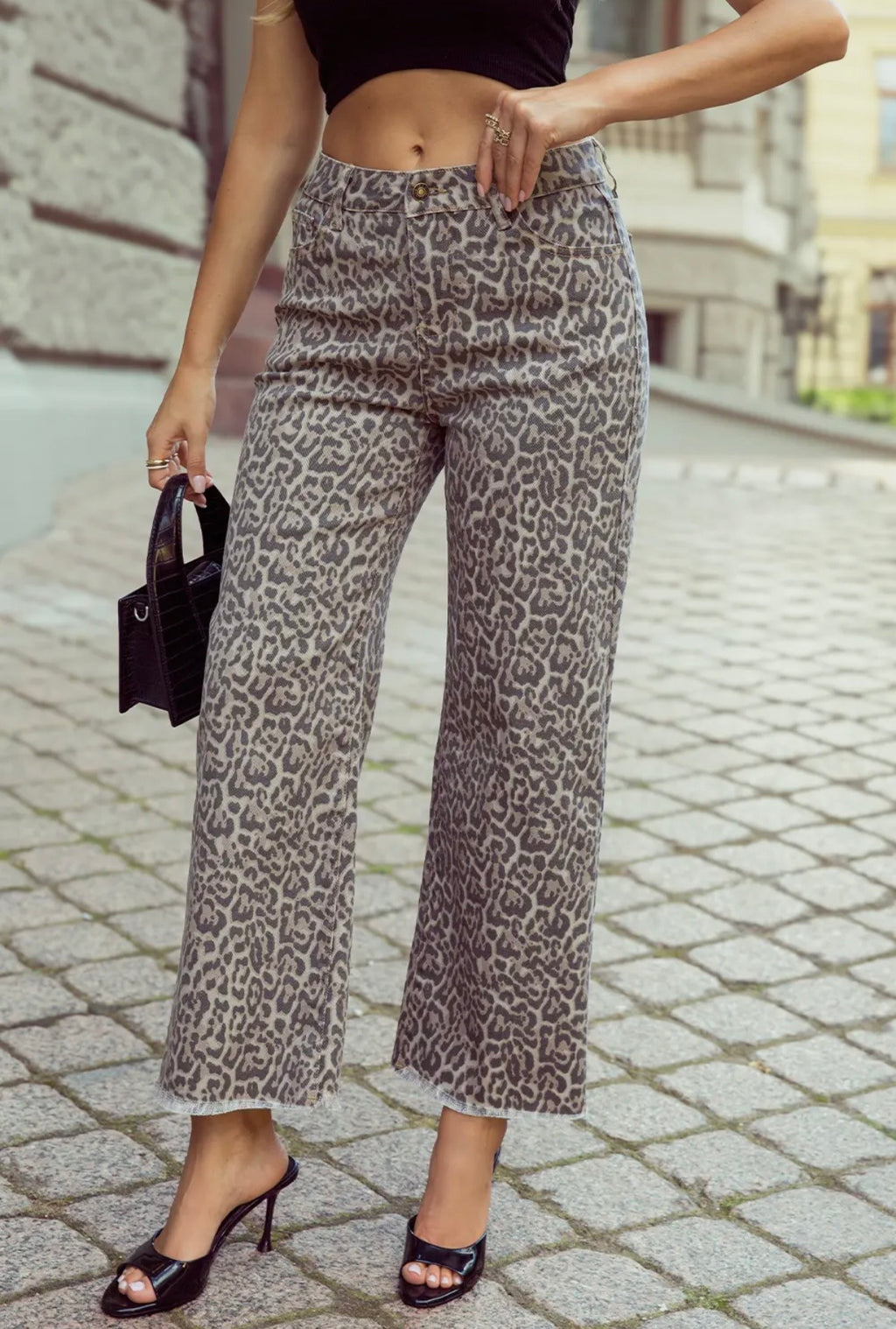 Leopard Wide Leg High Waist Jeans