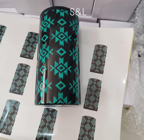 Teal Aztec SLIM Koozie