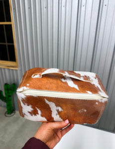 Cow Print Travel Makeup Bag