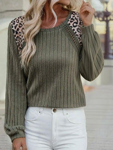 Leopard Print Crochet Patchwork Top