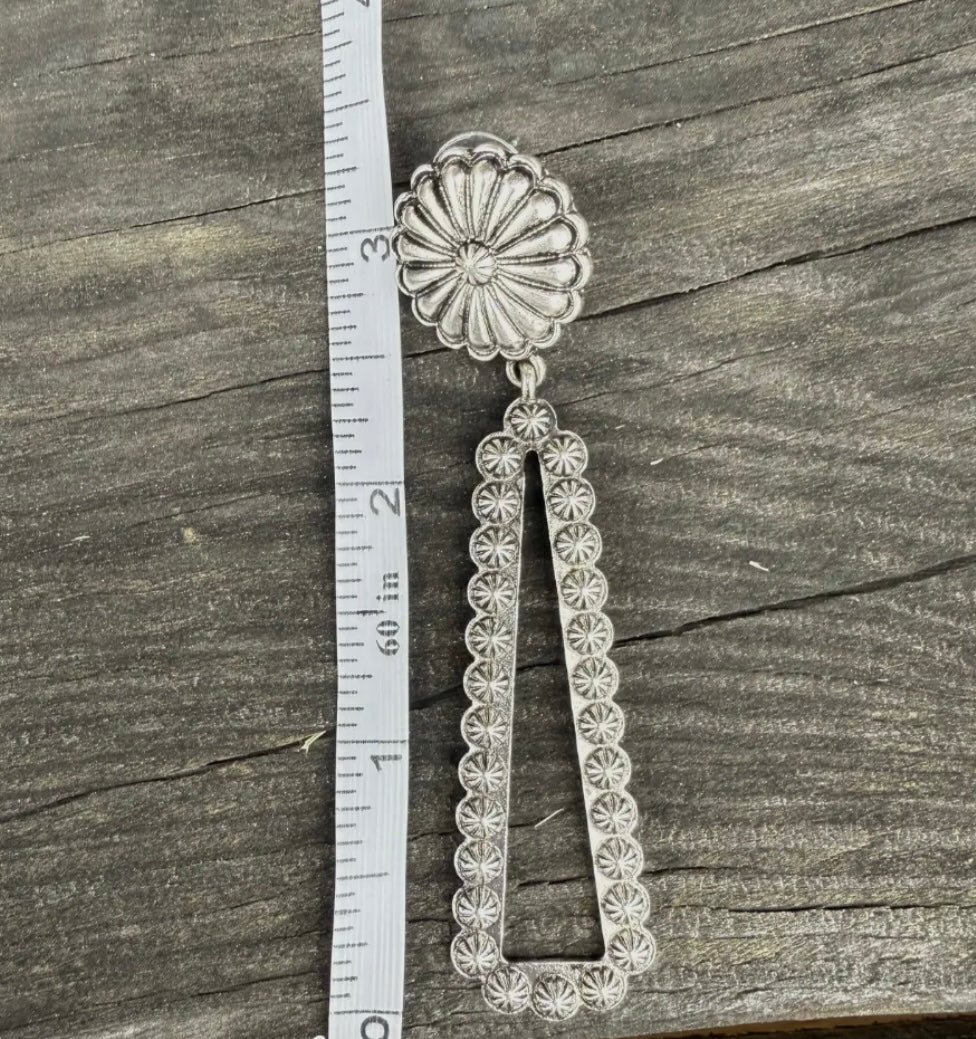 Bubble Dangle Statement Earrings Concho Accent