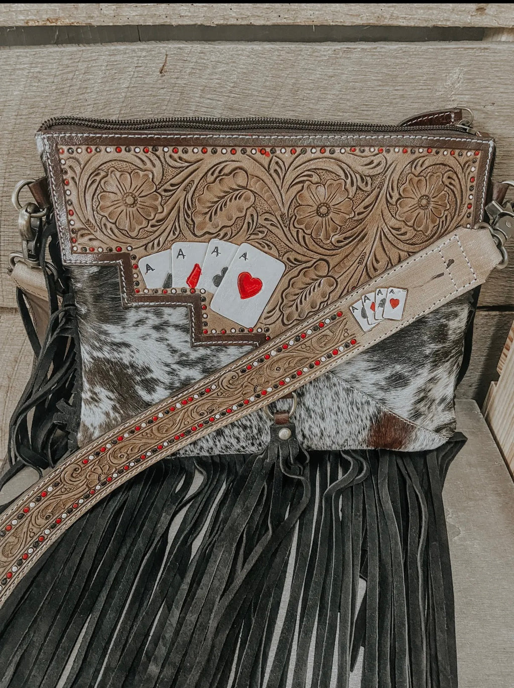 Gambler Cowhide and Tooled Leather Western Purse