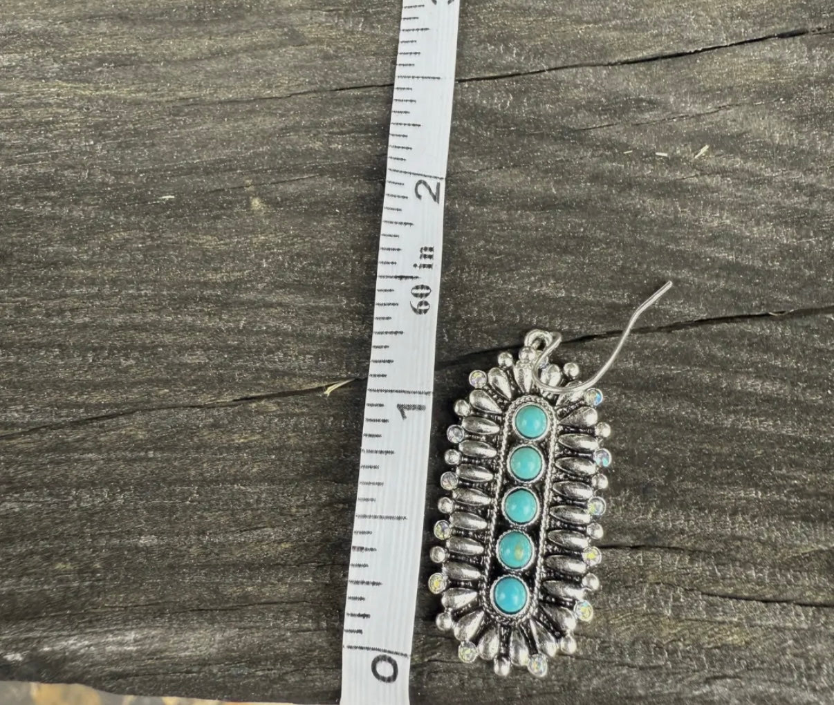 Silver Detailed Dangle Earrings with Turquoise Accent Trendy