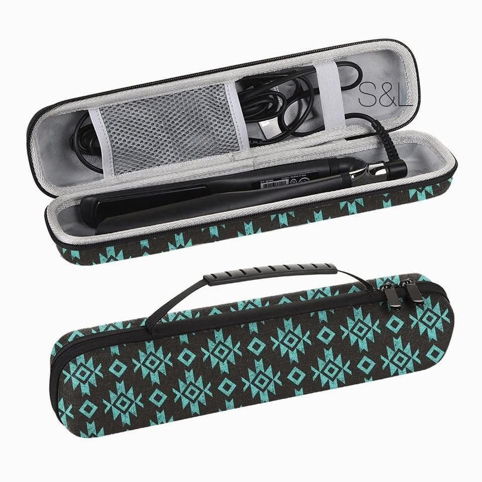 Black & Teal Aztec Hot Tool Case