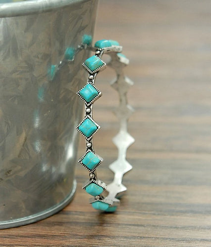 Turquoise Bangle Bracelet  *Diamond Shape Setting