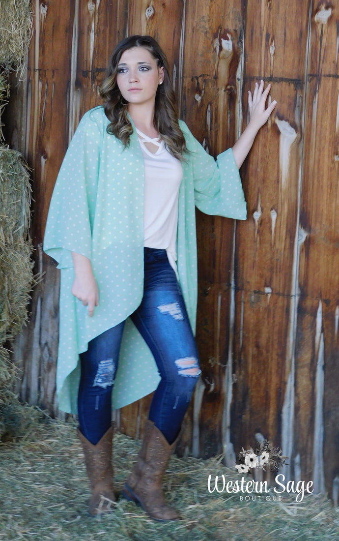 Mint Polka Dot Kimono