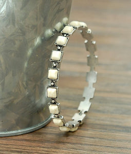 Natural Stone Bangle Bracelet  * Square Shape Stones